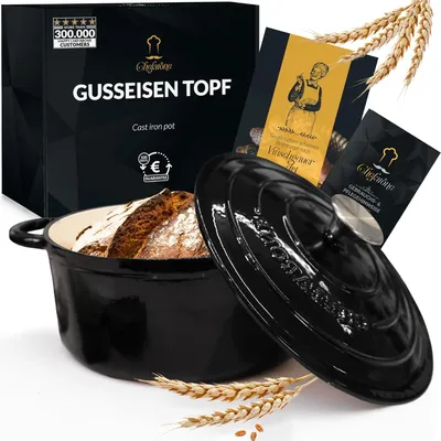 Produktbild von Schmortopf 26 cm, 4.7 L Gusseisen, mit Deckel, Induktion, für Brotbacken