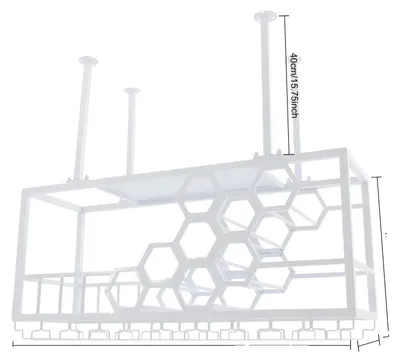Produktbild von Hängender Weingestell, 2-stöckiges Design, platzsparende Aufbewahrung, Weiß