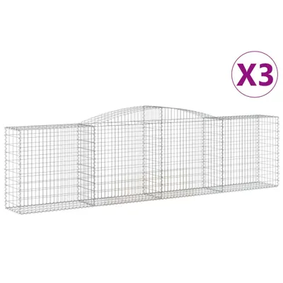 Productafbeelding van vidaXL Gabionen met boogvorm, 3 stuks, 400x50x100/120 cm, verzinkt staal
