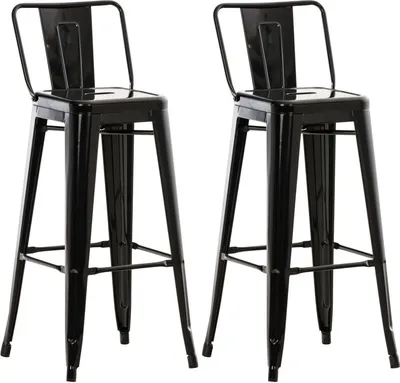 Produktbild von TPFLiving 2er Set Barhocker Massimo Metall Schwarz