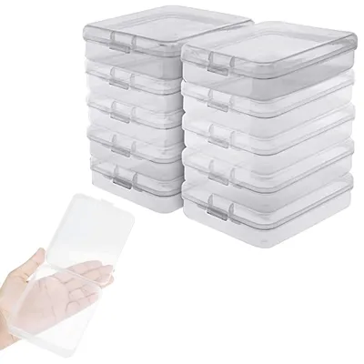 Imagen del producto de Cajas de almacenamiento de plástico con tapa transparente, 10 unidades, apilables, para objetos pequeños