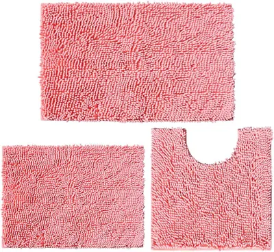 Produktbild von Badematten Set 3-teilig, 50x80 cm, Chenille, rutschfest, für Badezimmer