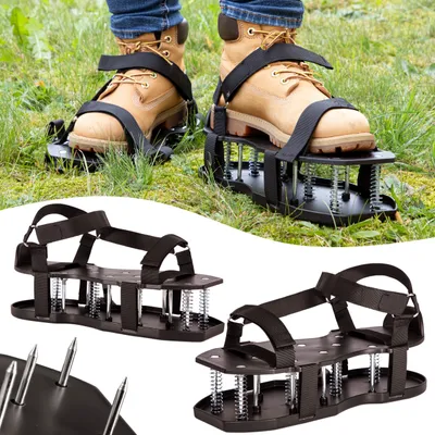 Produktbild von ONVAYA® Rasenlüfter-Schuhe ǀ Doppelsohle mit Federn ǀ passend für die Schuhgrößen 37 bis 47 ǀ mit verstellbarem Klettverschluss  ǀ Nagelschuhe