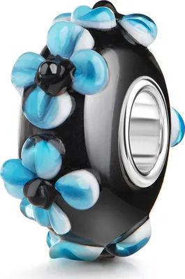 Produktbild von MATERIA by Matthias Wagner 3D Blumen Glas Bead schwarz blau weiß für Armband 564
