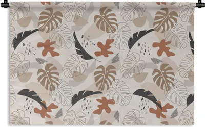 Produktbild von MuchoWow® Wandteppich Wandbehang Sommer - Monstera - Braun 90x60 cm Tapisserie Dekoration Wandtuch - Wandskulpturen - Bildteppich