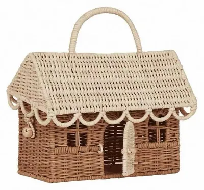 Hausförmige Aufbewahrungsbox aus Weidengeflecht, handgewebt, 23,5x13,5x17,5 cm