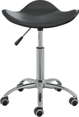 Image de vidaXL Tabouret de coiffure à roulettes Noir similicuir