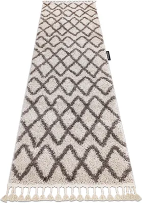 Obrázek produktu pro Běhoun BERBER  BENI  krémový - střapce, do kuchyně, předsíně, chodby, haly béžový 60x300 cm