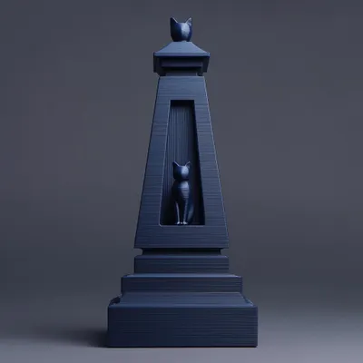 3D-gedruckte Katzenurne in Obeliskform – Decords, Produktansicht 1