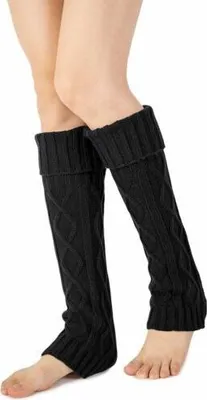 Produktbild von INF Gestrickte winterwarme Stiefelsocken Beinwärmer 1 Paar Schwarz