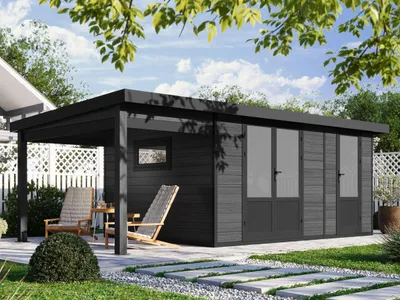 Produktbild von WPC Gartenhaus Modell Style DeLuxe 2-Raum mit Seitendach