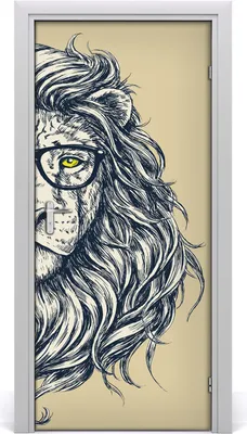Produktbild von Tulup Türaufkleber 95x205 cm Dekorative Aufkleber Selbstklebend Wasserdichte Tapete Abnehmbar Schlafzimmer Wohnzimmer Wohnkultur - Hipsterski Löwe