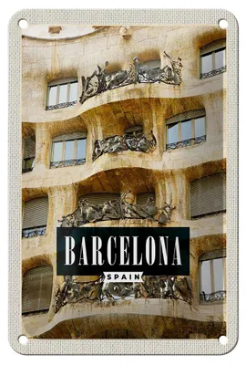 Produktbild von Blechschild Reise 12x18cm Barcelona Spanien Architeltur Urlaub Schild