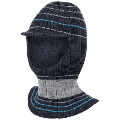 Produktbild von Jungen Wintermütze Schalmütze Schlauchmütze Strickmütze warme Mütze, Dunkelgrau-Hellgrau-Türkis