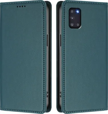 Image de Étui en cuir pour Samsung Galaxy A31, étui à rabat magnétique en cuirPolyuréthaneavec support, vert
