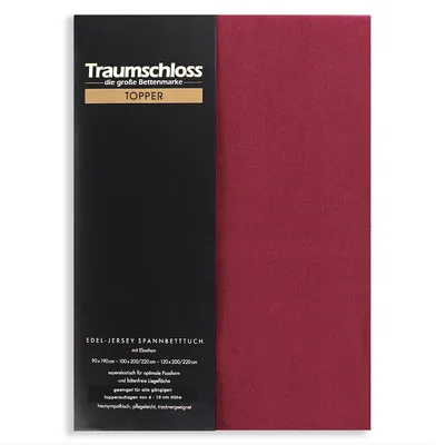 Produktbild von Traumschloss Topper Edel-Jersey Spannbettlaken 180-200 x 200-220 cm bordeaux 165g/m², 95% gekämmte Mako Baumwolle, 5% Elasthan