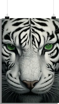 Produktbild von Tierposter - Tigerposter - Porträtposter - Kunstposter - 61x91cm - Perfekt zum Einrahmen