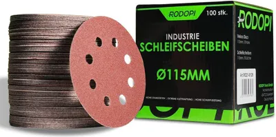 Produktbild von 50 x RODOPI Klett Schleifpapier 115mm RedDevil Körnung K220 Schleifscheiben für Exzenterschleifer 8 Loch Zirkonium Korund Schleifpads Klettscheibe