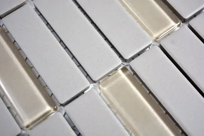 Produktbild von Handmuster Mosaikfliese Keramik Stäbchen hellgrau unglasiert Glas Duschtasse Bodenfliese MOS24-0212-R10_m