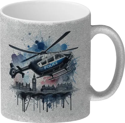 Produktbild von Polizeihubschrauber Glitzer-Kaffeebecher