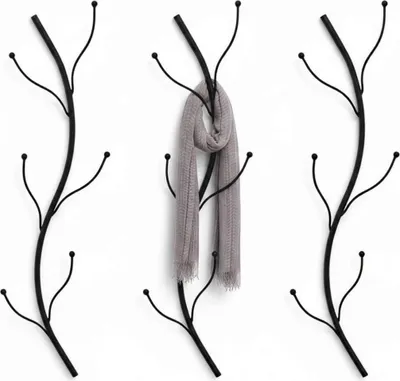 Produktbild von DanDiBo Wandgarderobe Schwarz Metall 3er Set Flora Garderobe Wand 93861 Garderobenhaken Flurgarderobe Kleiderhaken Hakenleiste