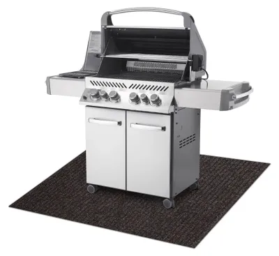 Image de Tapis de protection pour barbecue GIN 7053 pour la terrasse, extérieur - marron marron 100x120 cm