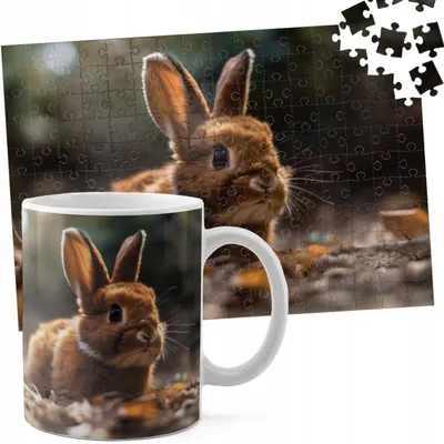 Produktbild von Zestaw Kubek + Puzzle 110El - Zwierzęta Królik
