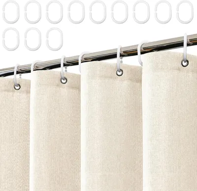 Obrázok produktu pre Sprchový záves 180 x 200 cm, vodotesný, ľanový, 12 háčikov, pre kúpeľňu