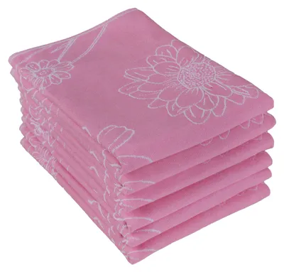 Produktbild von DoubleDry Geschirrtücher Baumwolle - 6-teilig - 50x70cm - Hochwertige Geschirrhandtücher - Blume, Rosa