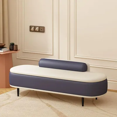 Produktbild von Polsterbank mit Stauraum 80cm Dunkelblau+Beige