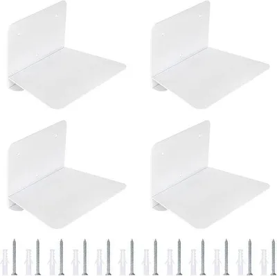 Produktbild von Famanu Wandregal Set – 4 unsichtbare weiße Metallregale
