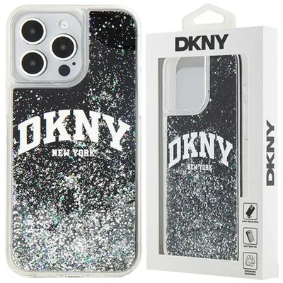 Produktbild von DKNY, Schutzhülle Liquid Glitter Arch Logo f. Apple iPhone 15 Pro Max, Schwarz
