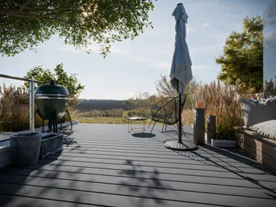 Produktbild von Outgarden | 3 m | Grau 150x30x2,5 cm WPC Terrassendielen, Klick System,, UV Beständig, Witterungsbeständig, Schimmelresistent, Pflegeleicht, Langlebig