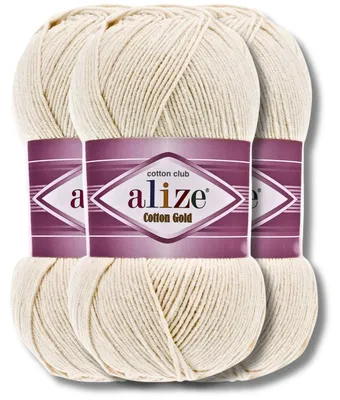 Productafbeelding van Alize 3x 100g katoenen garen "Gold", effen kleur, geschikt voor haken en breien (599)