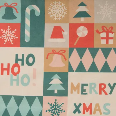 Produktbild von Weihnachtsstoff Meterware Baumwollstoff Digitaldruck HoHoHo! bunt