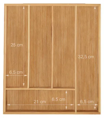 Image de Coffret à couverts - 5 compartiments - 5 x 30 x 34 cm - Bambou