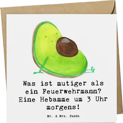 Produktbild von Mr. & Mrs. Panda Glückwunschkarte Mutige Hebamme - Weiß - Geschenk, anlasskarte, doppelkarte, Wertschätzung Hebammenberuf, Grußkarte, handgefertigte Geschenke, Berufe