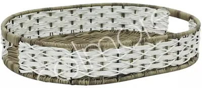 Image de Tablette ovale en rotin naturel, dimensions 45x34x8 cm