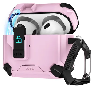 Produktbild von Hülle für Apple AirPods 5 Defender Schutzhülle mit Karabiner 360° Schutzbox Kopfhörer stoßfestes Full Body Cover Pink