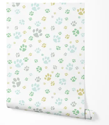 Produktbild von Vliestapete Pastell Pfoten Muster Hunde Katzen Tapete Kinderzimmer Modern Wohnzimmer Schlafzimmer Flur Küche Wanddeko UV-beständige Tapete 5m x 0.5m