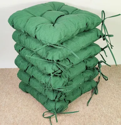 Produktbild von Set 6 x Stuhlkissen/Sitzkissen Lara 38 x 38 cm Dicke 8 cm, Fb. Colore Colore Verde Scuro (dunkel grün) mit Schleifen