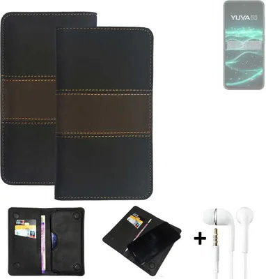Produktbild von K-S-Trade Handyhülle + Kopfhörer kompatibel mit Lava Yuva 5G Schutzhülle Walletcase Bookstyle Tasche Schutz Case Hülle Wallet Cover Kunstleder