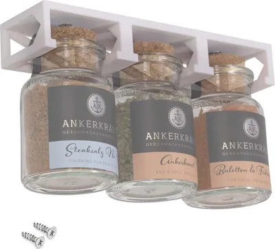 Produktbild von Gewürzregal Unterschrank Schrankhalter passend für 3 Ankerkraut Korkengläser Gewürzgläser Weiß