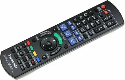 A black Panasonic Blu-ray disc recorder remote control is shown against a white background.