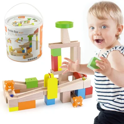 Produktbild von Viga Toys - Holzkugelbahn Kulodron 49 Elemente von Viga