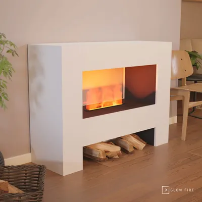Produktbild von GLOW FIRE Elektrokamin 'Fallada' | Wasserdampf Kamin mit OMC 500 ohne Holz in weiß als Raumteiler | HxBxT: 90x120x40 cm