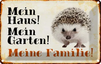 Produktbild von vianmo Blechschild 12x18 cm Tiere Igel mein Haus Garten Familie Tier Haustier