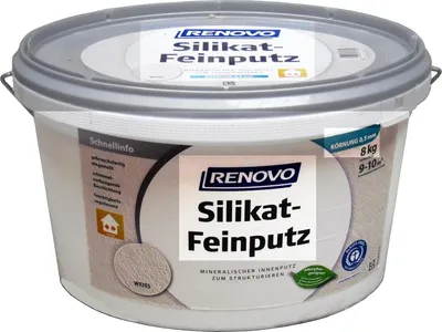 Produktbild von 8kg Renovo Silikat Feinputz 0,5mm Weiß für innen