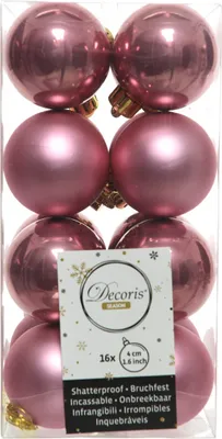 Produktbild von Weihnachtskugeln Kunststoff 4cm 16 Stück - Samtpink