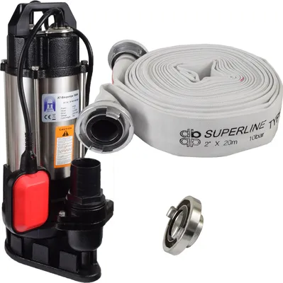 Produktbild von Agora-Tec® Bau-, Abwasser- und Schmutzwasserpumpe 550W mit 20 Meter C-Schlauch und STORZ Kupplung